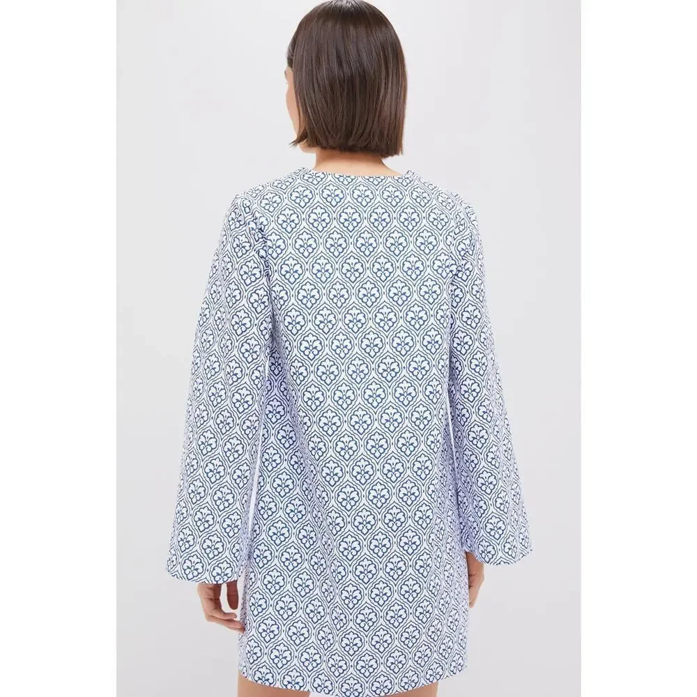 HYACINTH HOUSE Blue Quatrefoil Blake Mini Dress Size XXS NWT - Picture 2 of 8